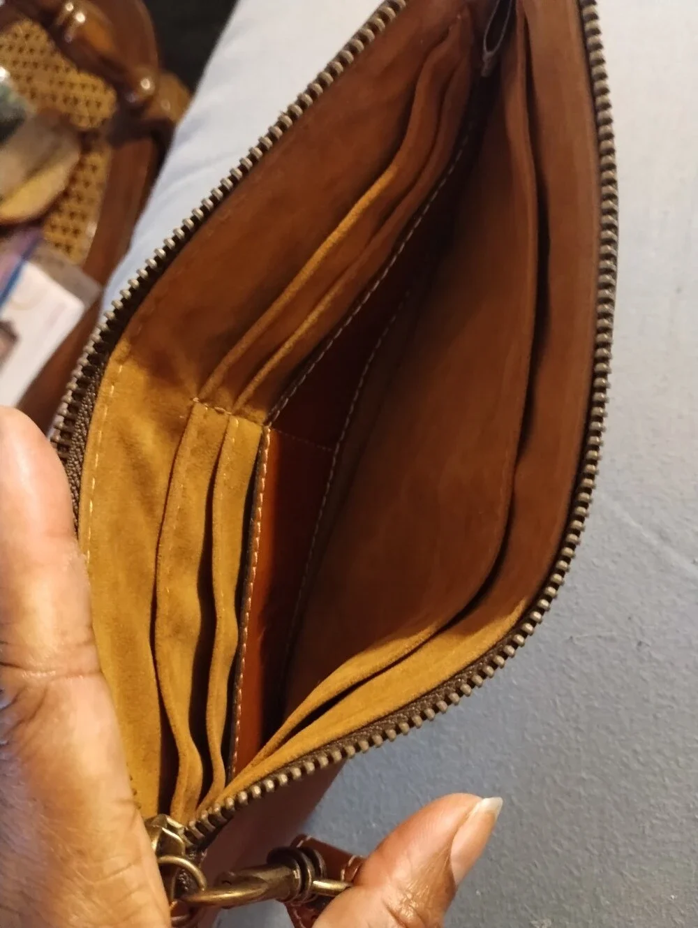 Patricia Nash St. Croce Leather Wristlet Wallet Cognac Tan Sz 4.5 By 10